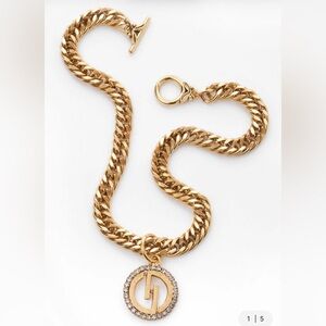 Elegant Gold Chain Necklace with Logo Pendant